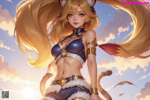 A girl with long hair wearing a cat ears headband.